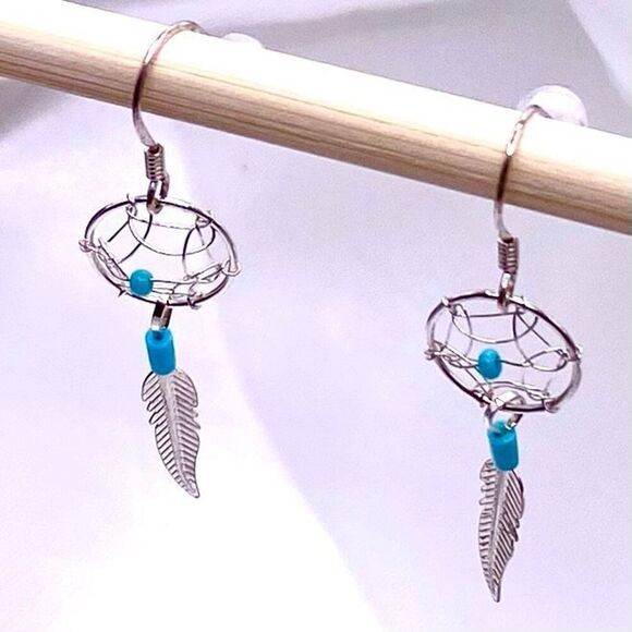 ACR# Turquoise & Sterling Southwest Native 1 3/4” Dangles - Picture 2 of 8